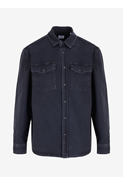 Mustang Relaxed Fit Yıkamalı Siyah Erkek Denim Gömlek M4WM-GML-1824