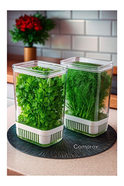 ViATOM Greenery Storage Container 2 Pieces 2900ml Maydonoz, Dill, Tere Roka Greenery Vegetable Container