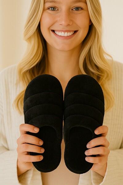 Moda Frato SMT-03 Kapalı Kadın Ev Terliği Kışlık Terlik Ses Yapmayan Taban