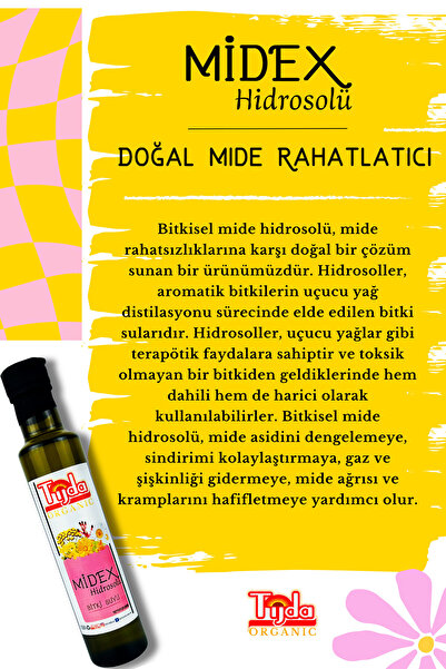 TİJDA Midex Reflü, Ülser, Gastrit,mide Yanması,destek-saf Bitki Özü Karışımı 250 Ml(TÜBİTAK AR-GE) Ürünü