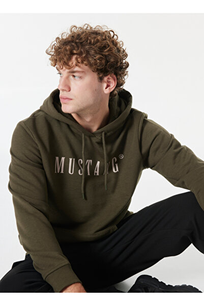 Mustang Kapüşon Yaka Haki Erkek Sweatshırt M4WM-SWT-1980