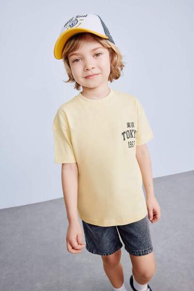 DeFacto Baby Boy Crew Neck Printed Short Sleeve T-Shirt D7910A525Sm
