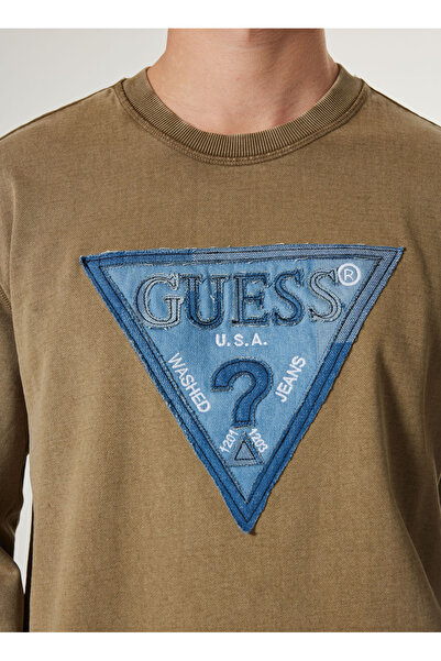 Guess Yeşil Erkek Sweatshırt M4BQ17KCIF1G8F6 TRIANGLE PATCH CN S