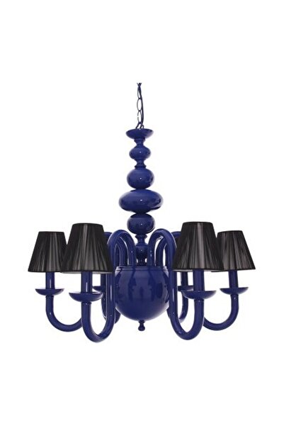 Umur Aydınlatma Roda 6'lı Parlament Mavi Siyah Şapkalı Lüks Avize