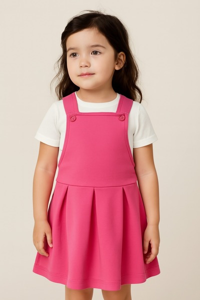 Markasız ucuz Pembe Kız Çocuk Pamuklu Esnek T-Shirt-Jile Set