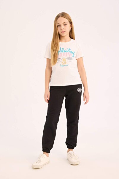 DeFacto Girl's Crew Neck Printed Short Sleeve T-Shirt E0351A825Sm