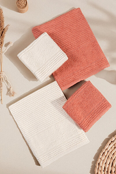 Isessia Ece 4-Piece Bath Towel Set Turkish Bath Set 100% Cotton