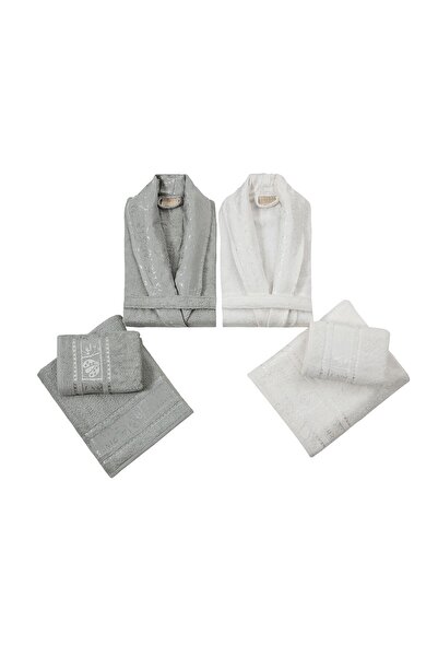 Pupilla Collection 6 Parça Silver Bambu Bornoz Seti Açık Kahve-Ekru