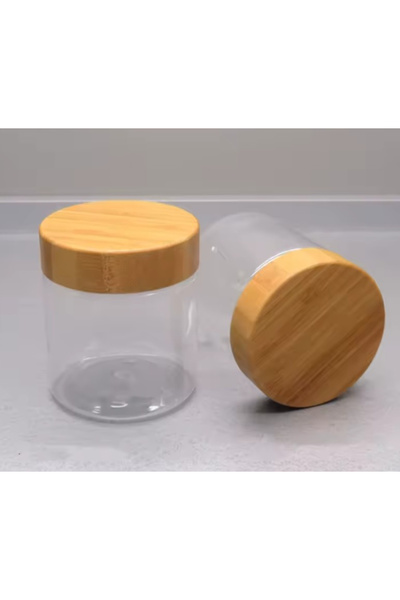 SyaMAG Set 2 borcane de sticlă cu capace filetate din bambus, 60 ml, 4,7x5,5 cm