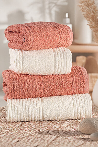 Isessia Ece 4-Piece Bath Towel Set Turkish Bath Set 100% Cotton