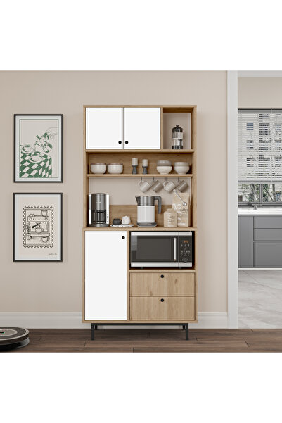 Yurupa Latte Serisi Kahve Köşesi Çok Amaçlı Dolap Mutfak Dolabı Sepet-Beyaz LAT4-SW