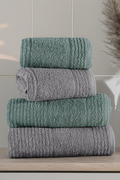 Isessia 4-Piece Bath Towel Set Bath Set 100% Cotton