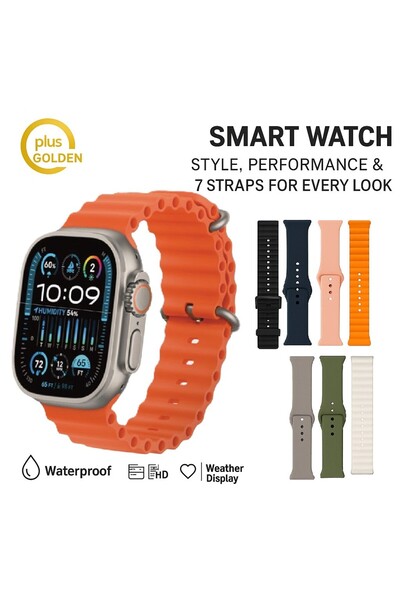 Golden Plus Smart Watch Waterproof with 7 Interchangeable Straps