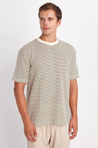 Tudors Ανδρικό πλεκτό μπλουζάκι με λαιμόκοψη από βαμβακερό κομμένο χαλαρό κούρεμα