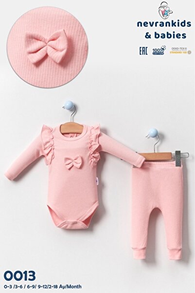 nevrankids Kız Çocuk Giyim Fitilli Alt Üst Kurdeleli Fırfırlı Takım