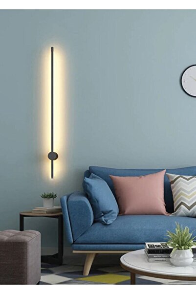 Mikro Light Project Modern Dekoratif Led Duvar Aplik Uzun Çubuk Samsung Ledli Tekli 50 Cm Siyah Kasa Gün Işığı