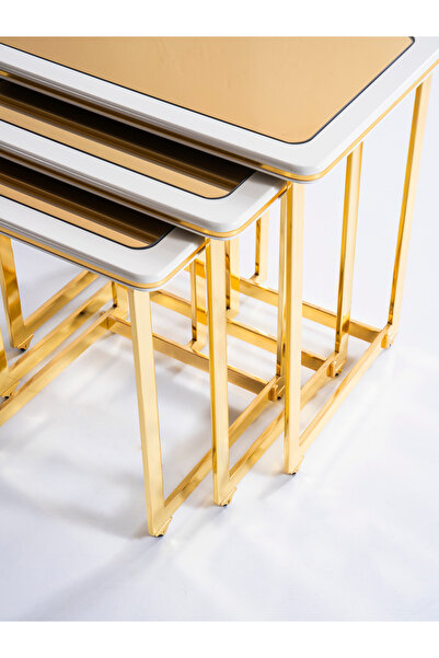 Arvenza Home PRESTİJ ZİGON SEHPA, EKRU-GOLD