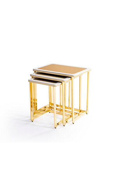 Arvenza Home PRESTİJ ZİGON SEHPA, EKRU-GOLD