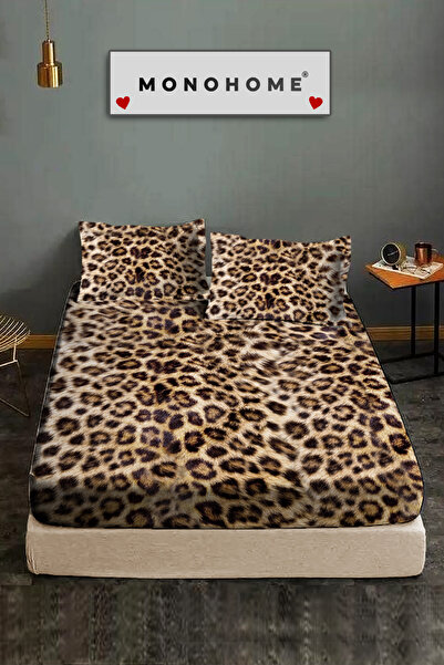 MonoHome 100% Cotton Fitted Sheet Special Design 5D Digital 60 Thread Leopard Feather