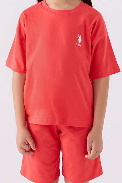 U.S. Polo Assn. Girl's Orange Bermuda Suit