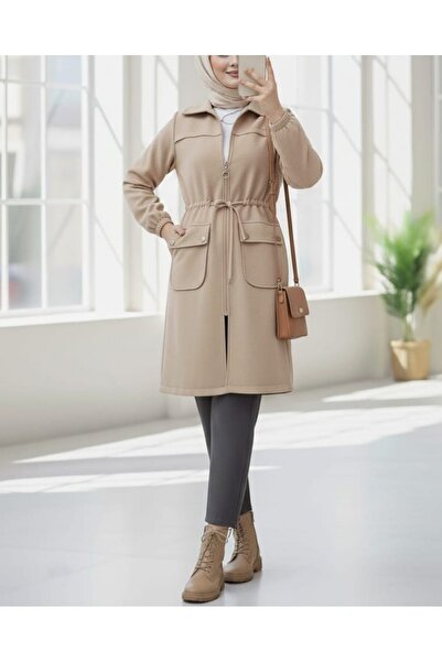 Modamorfo Zippered Stamp Cap with Stone Colored Handle Elastic Ball Button and Pocket