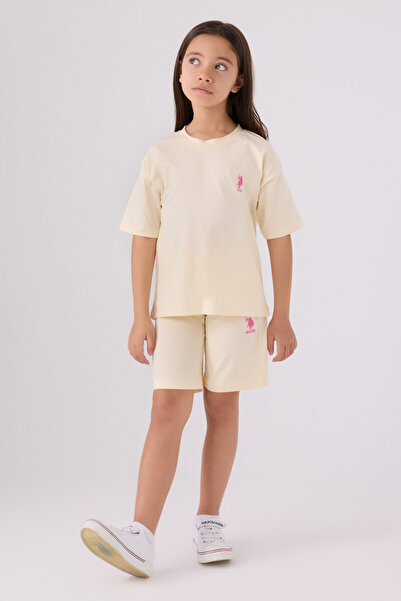 U.S. Polo Assn. Us Polo Assn Girl's Cream Bermuda Set