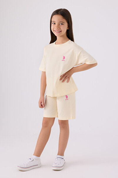 U.S. Polo Assn. Us Polo Assn Girl's Cream Bermuda Set