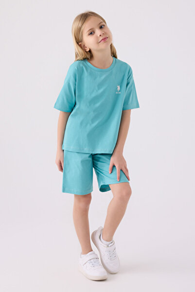 U.S. Polo Assn. Комплект зелени бермуди за момичета US Polo Assn