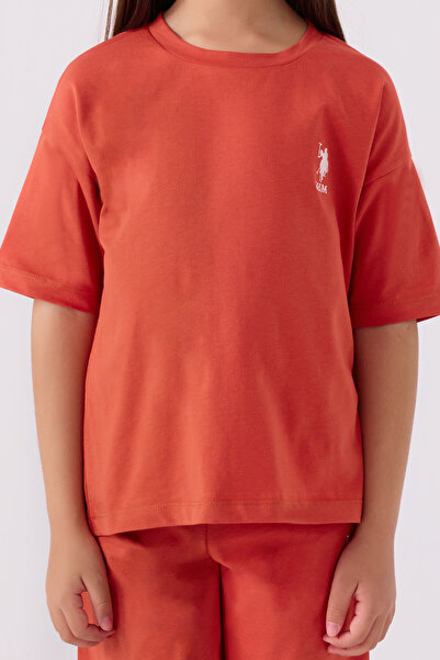 U.S. Polo Assn. Girl's Orange Bermuda Suit