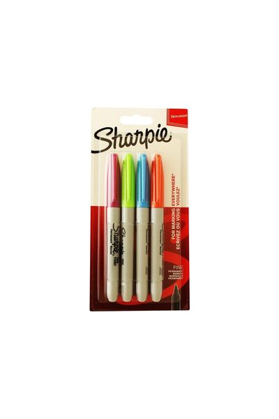 Sharpie PERMANENT SET FINE 4 LÜ CANLI RENKLER