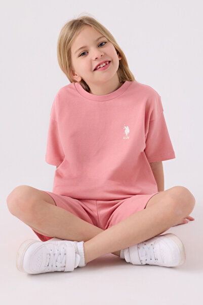 U.S. Polo Assn. Kız Çocuk Pembe Bermuda Takım