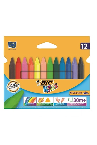 Bic Kids Plastidecor 12'li JUMBO Üçgen Mum Pastel Boya /