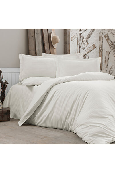 Alena Home Style طقم غطاء لحاف مزدوج مخطط من سلسلة الفنادق القطنية (بدون ملاءات)