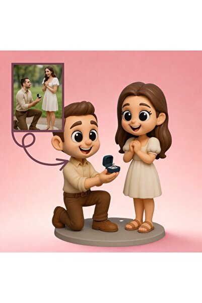 3Durak Dijital Üretim Merkezi Çiftler İçin Evlilik Teklifli Kişiye Özel 3D Fi...