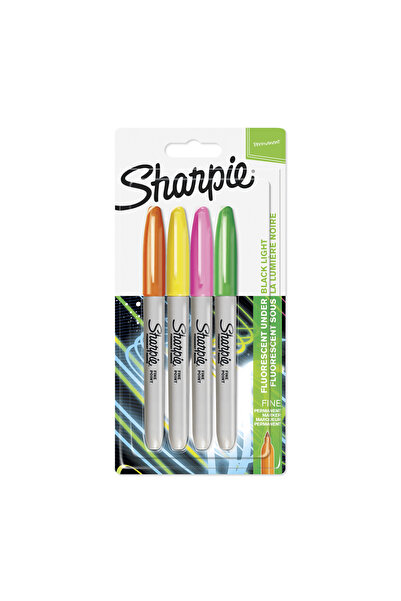 Sharpie بطاقة أقلام تحديد دائمة من شاربي مكونة من 4 ألوان نيون، ذات رأس رفيع، للرسم والتخطيط