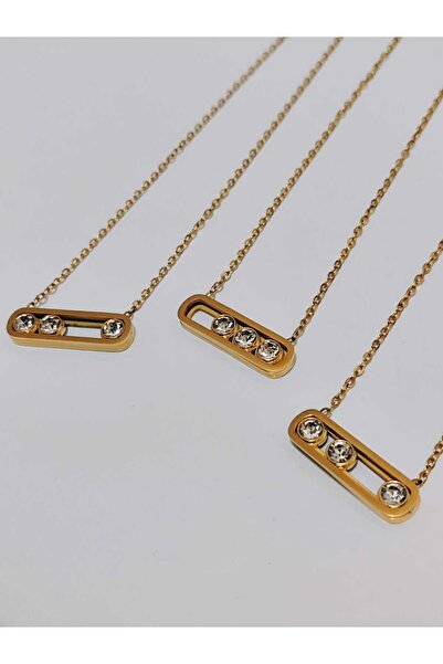 FLORAS JEWELRY قلادة من الفولاذ المقاوم للصدأ باللون الذهبي من ميسيكا (مع ضمان)