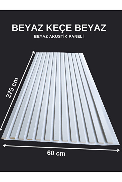 DECOALA Mdf Ahşap Akustik Duvar Paneli Beyaz Keçe 60x275 Cm - Beyaz