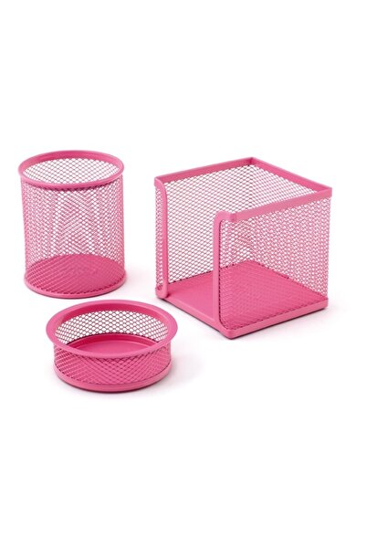 Mas 505 Metal Perforated 3-Piece Table Set Pink