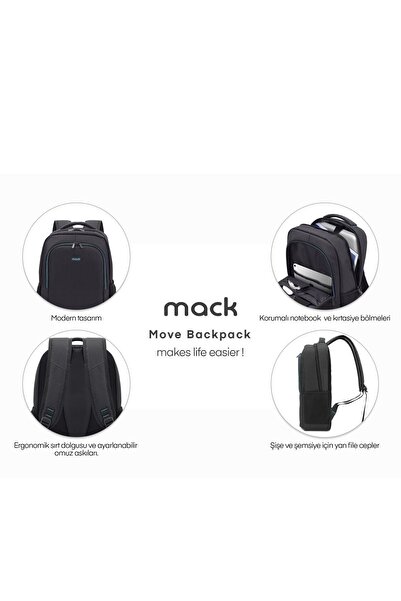 Mack حقيبة ظهر للكمبيوتر المحمول مقاس 15.6 بوصة Mcc-505 باللون الأسود