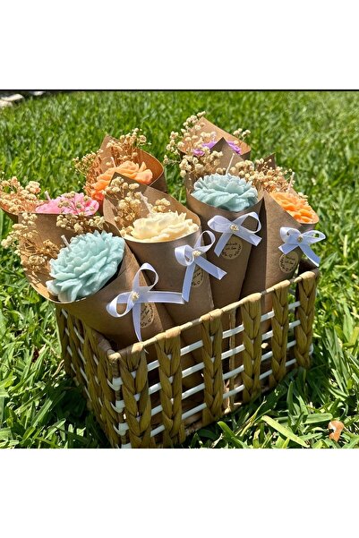 SOLARA Şakayık buketi mum, düğün, nikah, nişan dekoratif hediyelik 10 adet