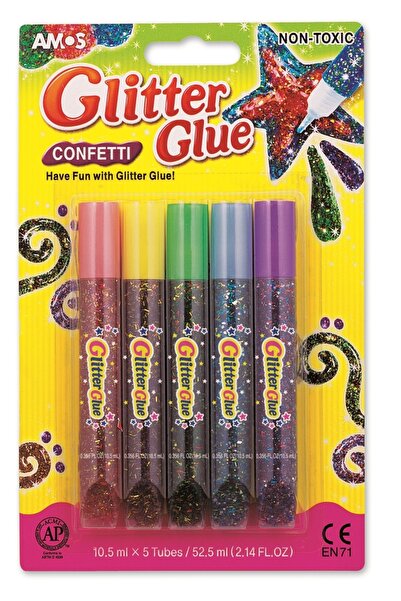 Amos Confetti Simli Yapıştırıcı 10,5 ml 5 Tüp GCF10B5