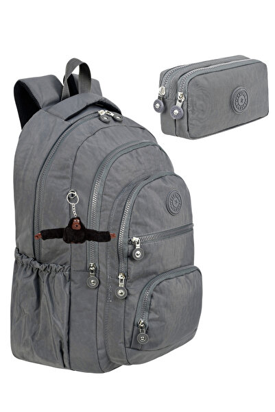 Çantaland 2'lİ Set Lüx Krinkıl Kumaş Lise Ve Ortaokul Sırt Çantası + Kalemlik...