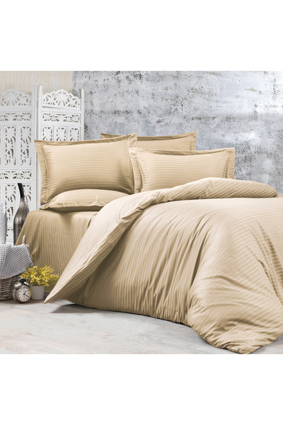 Alena Home Style مجموعة غطاء لحاف مزدوج مخطط من سلسلة الفنادق القطنية