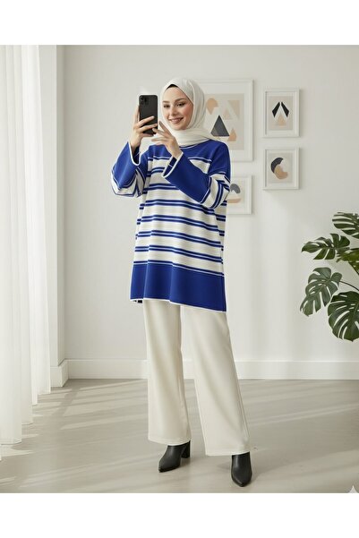 Modamorfo Велосипедна коміркова трикотажна туніка - синя