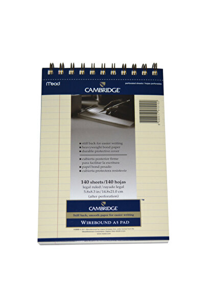 Mead Cambridge A5 Bloknot Çizgili 140 Yaprak Fildişi