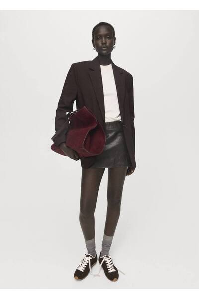 MANGO Woman Süet deri shopper çanta