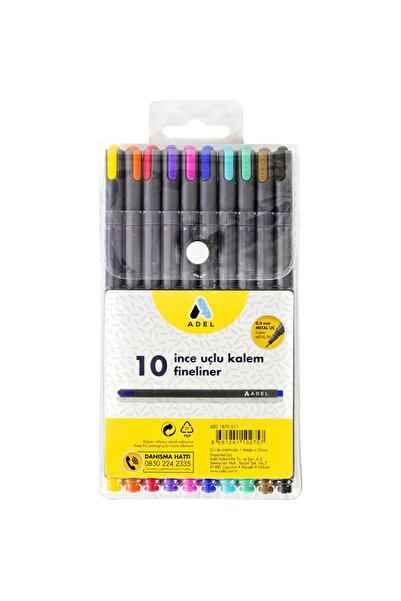 Adel Fineliner Keçeli Kalem 0.4 mm 10 Renk