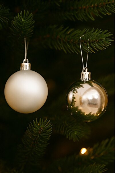 BeySüS Yılbaşı Gümüş Parlak Mat Top Ağaç Süsü 6cm 6 lı