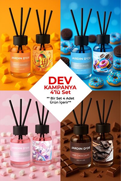 JARDIN D'OR 4'LÜ ODA KOKUSU 50 ML (OERE DONUTS-SWEET MANGO-MILK CHOCOLATE-MAR...