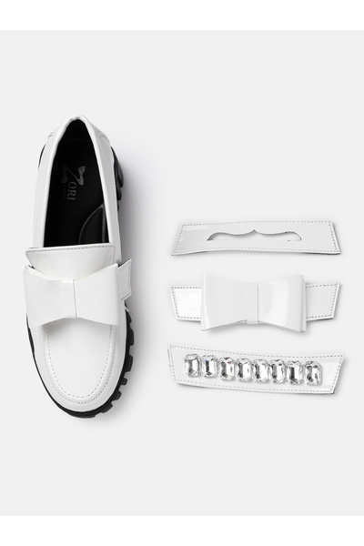 ZORIWORLD Zori World Stark White 3-in-1 Loafers – Versatile Vegan Patent with Cushioned Sole